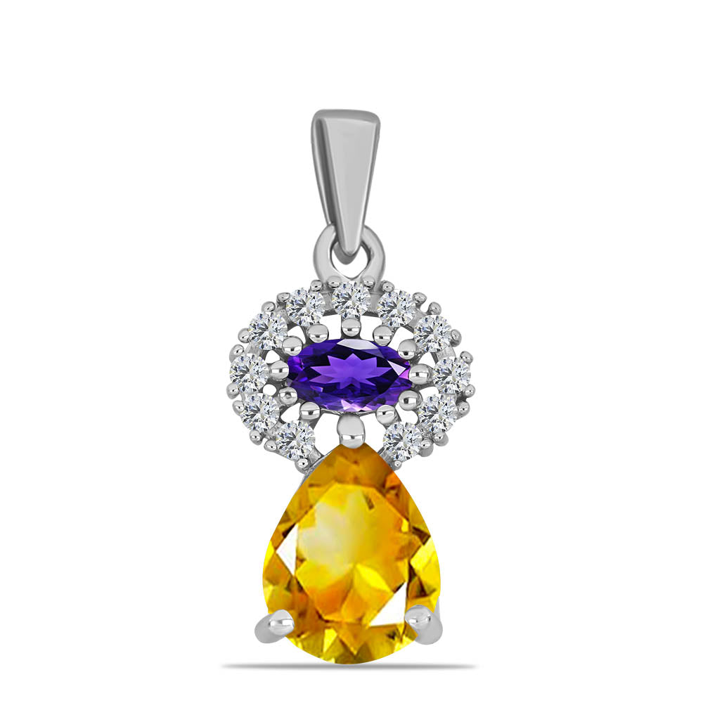 Stříbrný Přívěsek s Uralským Citrínem a Marockým Ametystem