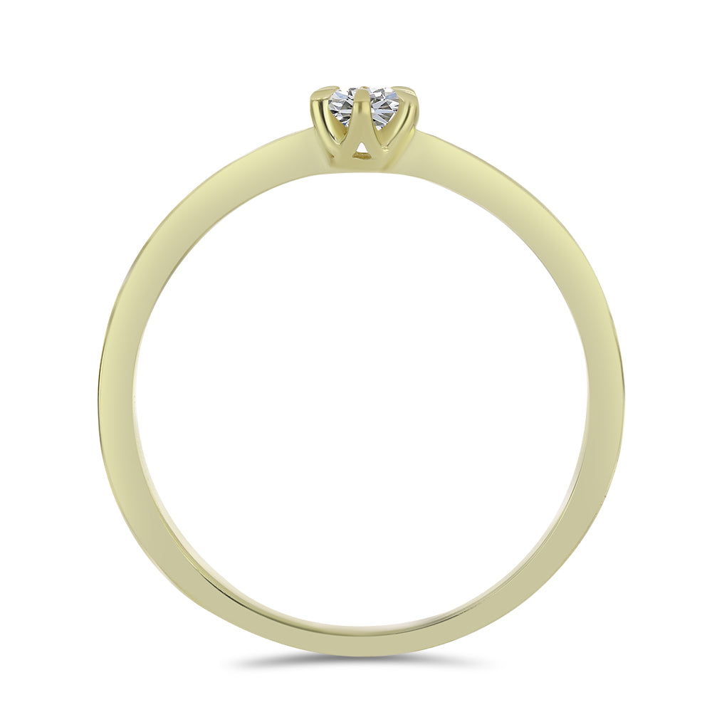 Pozlacené stříbro 925/1000 Prsten s Certifikovaný Diamantem pěstovaný v laboratoři - Karátové číslo: 0.2. přibližná hmotnost: 1.69 gramů