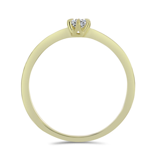 Pozlacené stříbro 925/1000 Prsten s Certifikovaný Diamantem pěstovaný v laboratoři - Karátové číslo: 0.2. přibližná hmotnost: 1.69 gramů