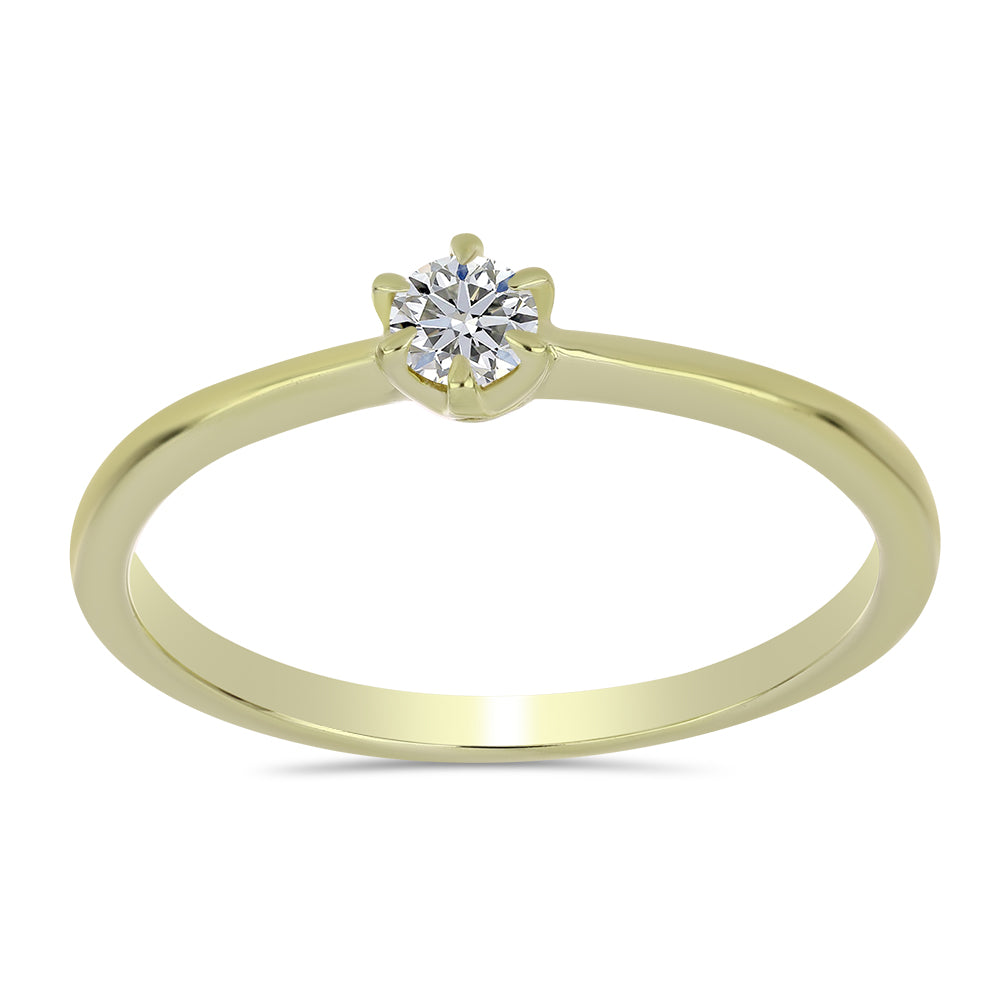 Pozlacené stříbro 925/1000 Prsten s Certifikovaný Diamantem pěstovaný v laboratoři - Karátové číslo: 0.2. přibližná hmotnost: 1.69 gramů 3 