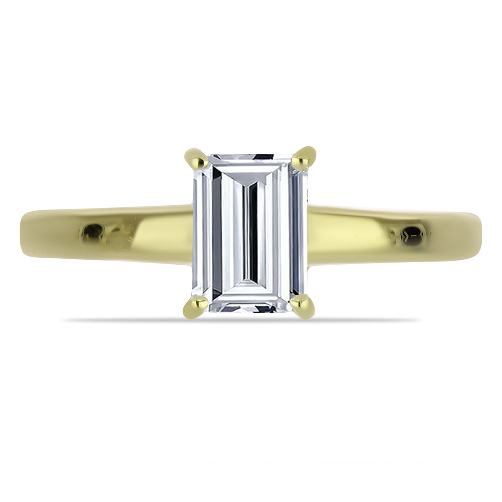 Pozlacené Stříbro 925/1000 - Prsten s Certifikovaný Diamantem pěstovaný v laboratoři - Karátové číslo: 1.02. přibližná hmotnost: 1.77 gramů 1 