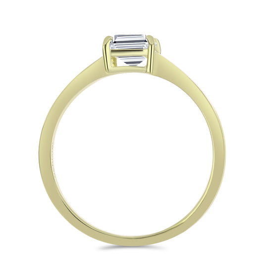 Pozlacené Stříbro 925/1000 - Prsten s Certifikovaný Diamantem pěstovaný v laboratoři - Karátové číslo: 1.02. přibližná hmotnost: 1.77 gramů