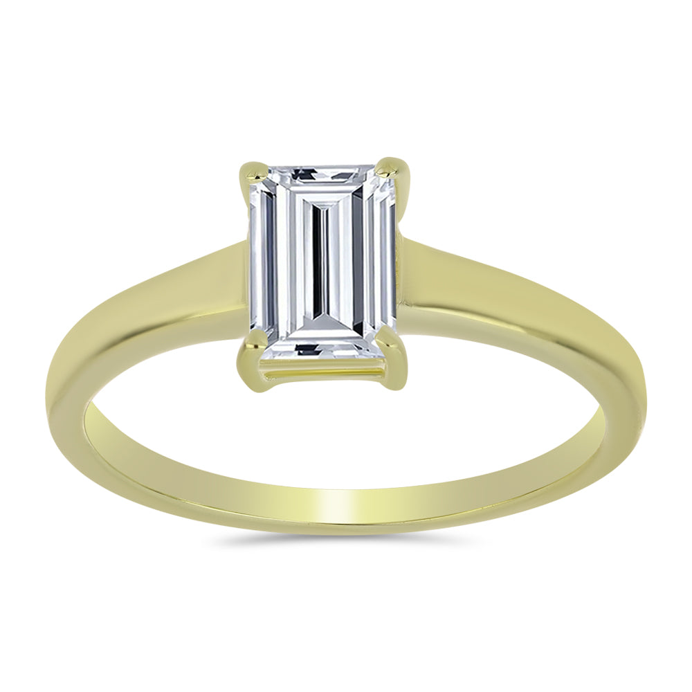 Pozlacené Stříbro 925/1000 - Prsten s Certifikovaný Diamantem pěstovaný v laboratoři - Karátové číslo: 1.02. přibližná hmotnost: 1.77 gramů