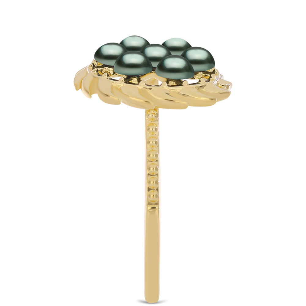 Pozlacené Stříbro 925/1000 - Prsten se Sladkovodní perlou v podobě Tahitské zelené iluze - Karátové číslo: 0.6. přibližná hmotnost: 2.97 gramů 4 