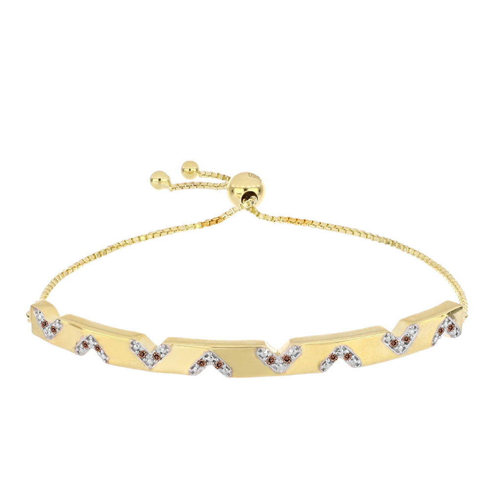 Pozlacené Stříbro 925/1000 - Náramek s Cognac Diamantem - Karátové číslo: 0.1. přibližná hmotnost: 6.9 gramů 1 