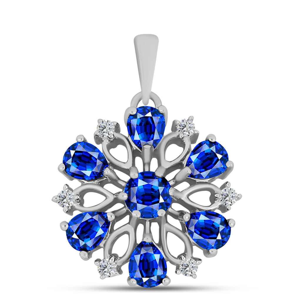 Stříbrný Přívěsek s Australským Modrým Safírem a Bílým Topazem 1 