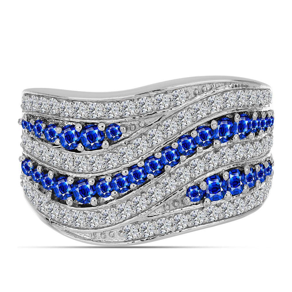 Stříbro 925/1000 Prsten s Australským Modrým Safírem a Bílým Topazem - Karátové číslo: 1.73. přibližná hmotnost: 6.81 gramů 1 