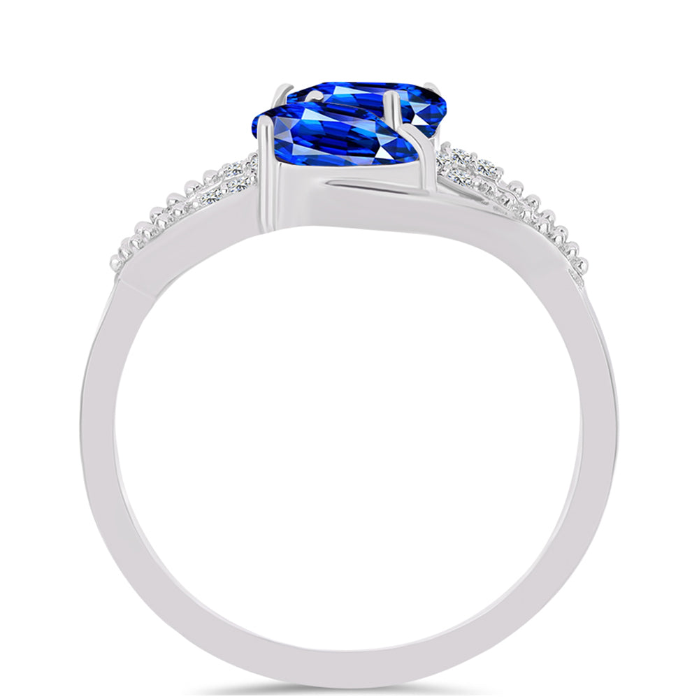 Stříbro 925/1000 - Prsten s Australským Modrým Safírem a Bílým Topazem - Karátové číslo: 1.99. přibližná hmotnost: 2.96 gramů