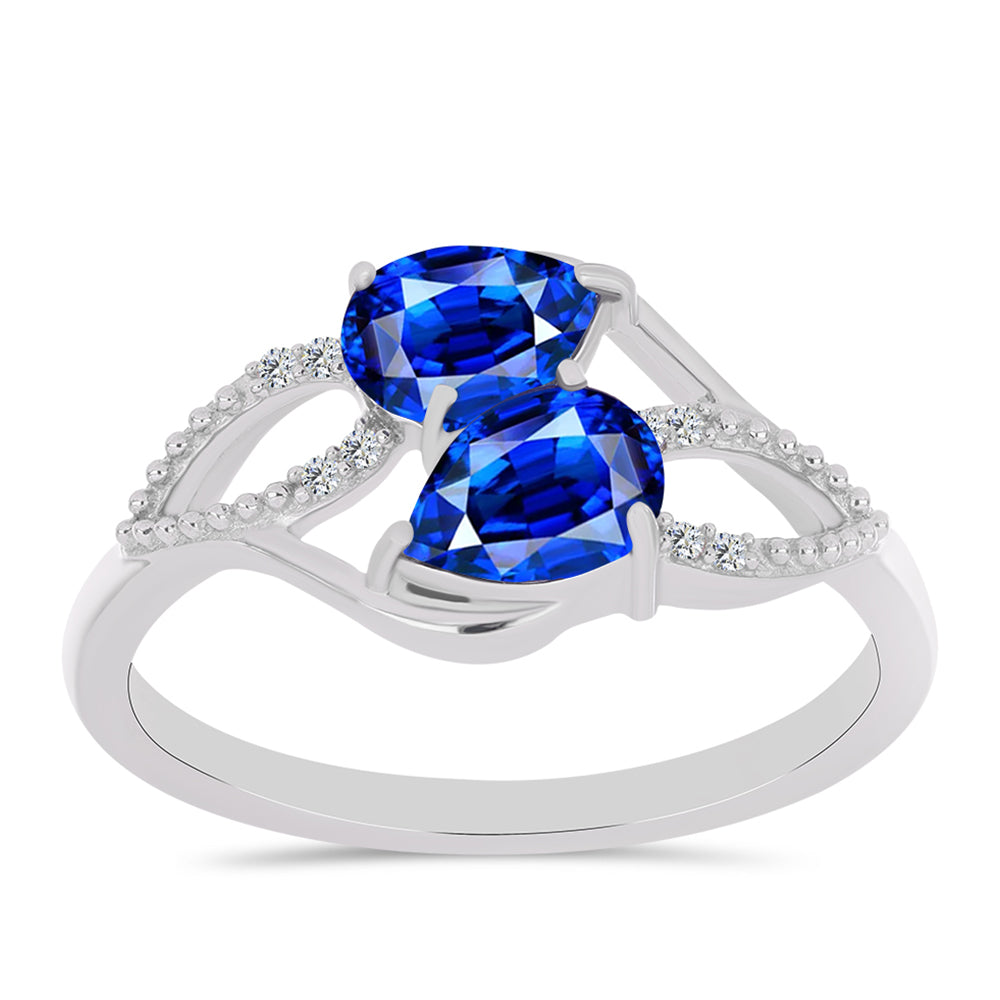 Stříbro 925/1000 - Prsten s Australským Modrým Safírem a Bílým Topazem - Karátové číslo: 1.99. přibližná hmotnost: 2.96 gramů 3 