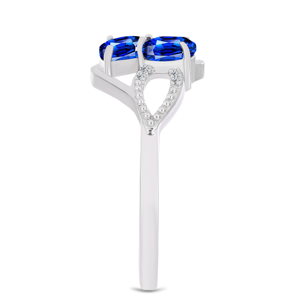 Stříbro 925/1000 - Prsten s Australským Modrým Safírem a Bílým Topazem - Karátové číslo: 1.99. přibližná hmotnost: 2.96 gramů 4 