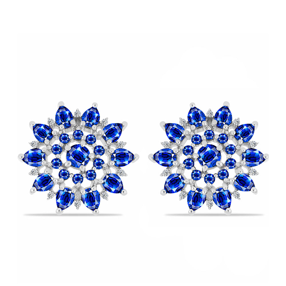 Stříbrné Náušnice s Australským Modrým Safírem a Bílým Topazem 1 