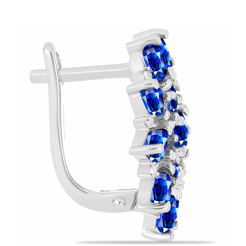 Stříbrné Náušnice s Australským Modrým Safírem a Bílým Topazem 2 