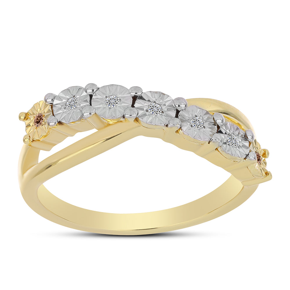 Pozlacený Stříbrný Prsten s Cognac Diamantem a Bílým Topazem 3 