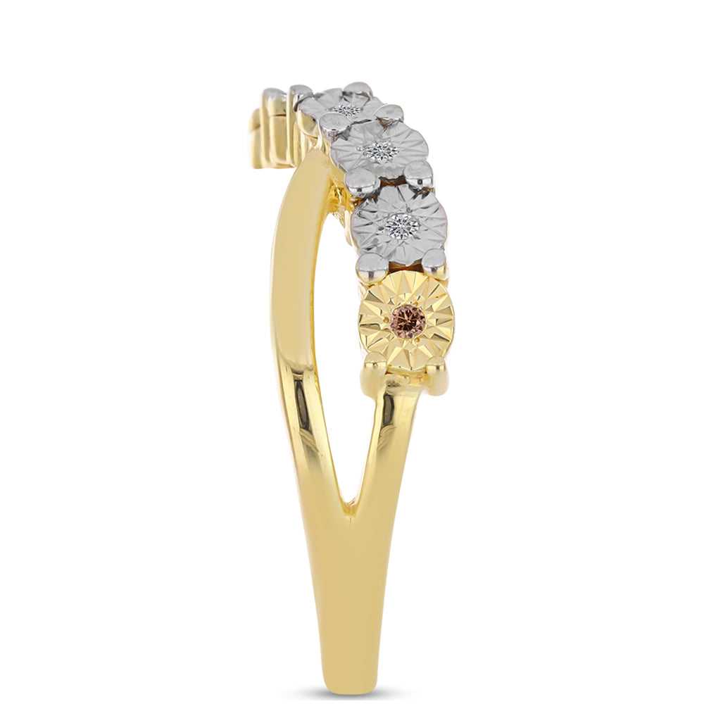 Pozlacený Stříbrný Prsten s Cognac Diamantem a Bílým Topazem 4 