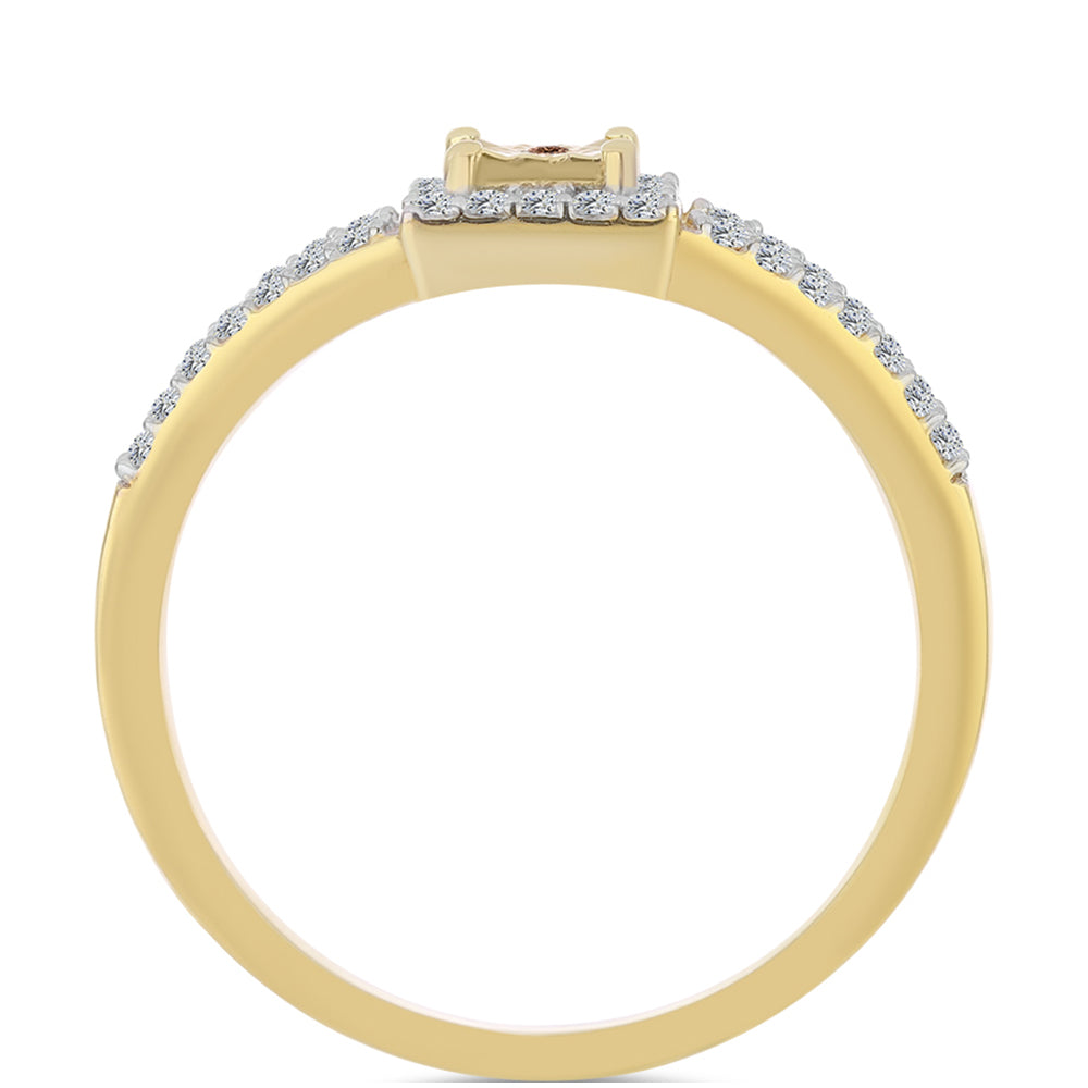 Pozlacené Stříbro 925/1000 - Prsten s Cognac Diamantem a Bílým Topazem - Karátové číslo: 0.4. přibližná hmotnost: 2.65 gramů 2 