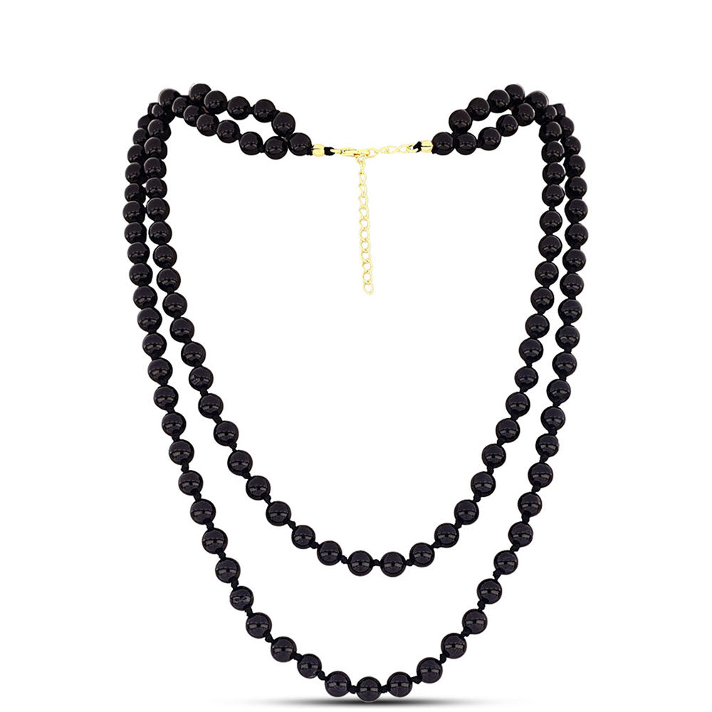 Pozlacené Stříbro 925/1000 - Náhrdelník s Černým Onyxem - Karátové číslo: 185.2. přibližná hmotnost: 38.07 gramů