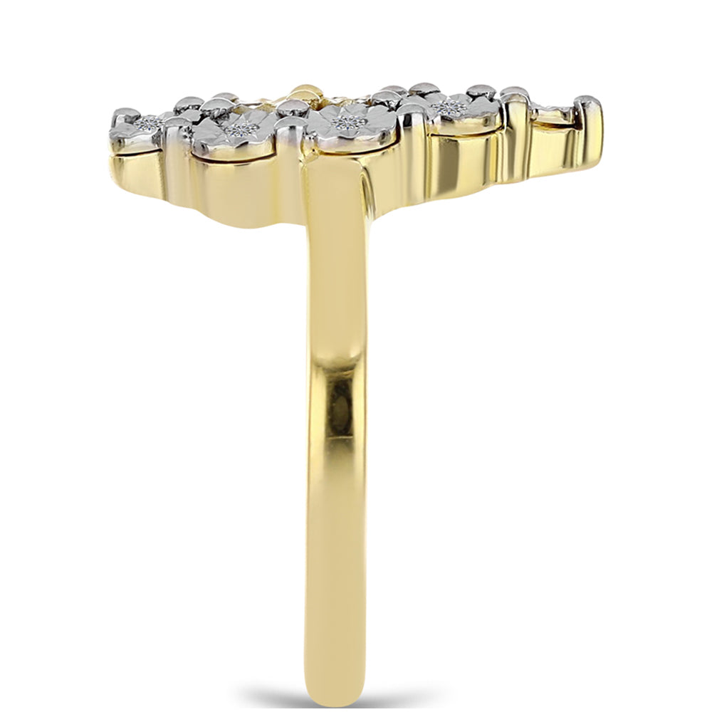 Pozlacené stříbro 925/1000 Prsten s Cognac Diamantem a Bílým Topazem - Karátové číslo: 0.12. přibližná hmotnost: 3.5 gramů