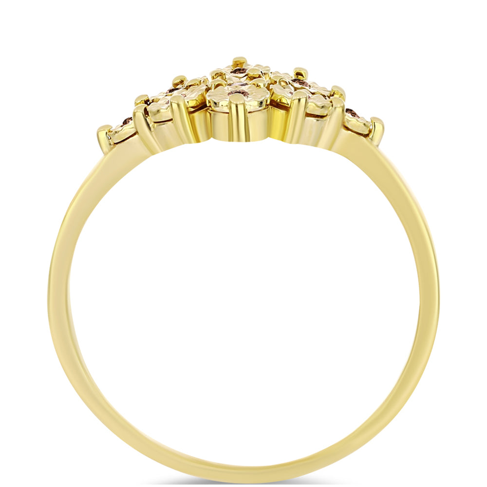 Pozlacené Stříbro 925/1000 - Prsten s Cognac Diamantem - Karátové číslo: 0.06. přibližná hmotnost: 2.6 gramů 2 