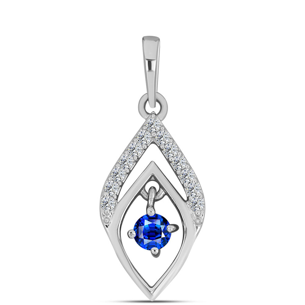 Stříbro 925/1000 - Přívěsek s Australským Modrým Safírem a Bílým Topazem - Karátové číslo: 0.28. přibližná hmotnost: 0.98 gramů