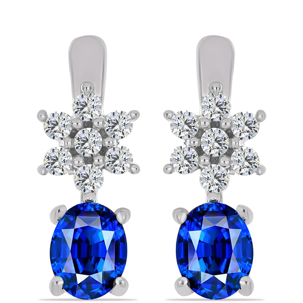 925 / 1000 Sterlingové Stříbro Náušnice s Australským Modrým Safírem a Bílým Topazem 1 