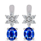 925 / 1000 Sterlingové Stříbro Náušnice s Australským Modrým Safírem a Bílým Topazem