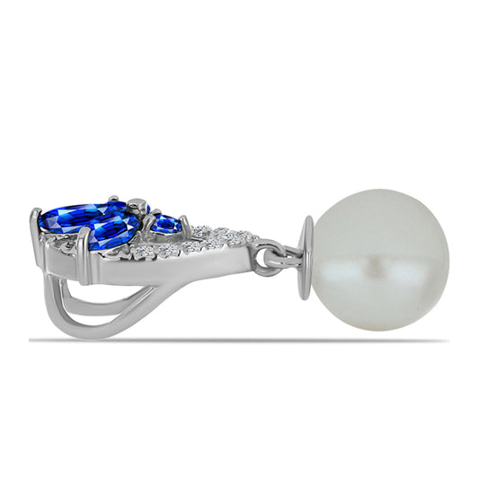 Stříbrný Přívěsek s Australským Modrým Safírem a Bílou Sladkovodní Perlou
