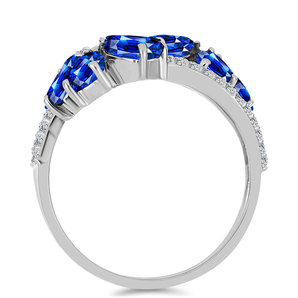 Stříbro 925/1000 - Prsten s Australským Modrým Safírem a Bílým Topazem - Karátové číslo: 6.24. přibližná hmotnost: 5.88 gramů 2 