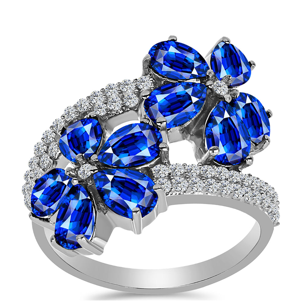 Stříbro 925/1000 - Prsten s Australským Modrým Safírem a Bílým Topazem - Karátové číslo: 6.24. přibližná hmotnost: 5.88 gramů 3 