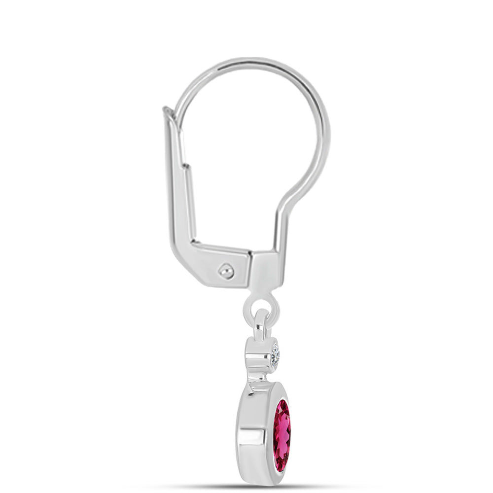 Stříbro 925/1000 Náušnice s Cruizero Rubelitem a Bílým Topazem - Karátové číslo: 0.69. přibližná hmotnost: 1.92 gramů 2 