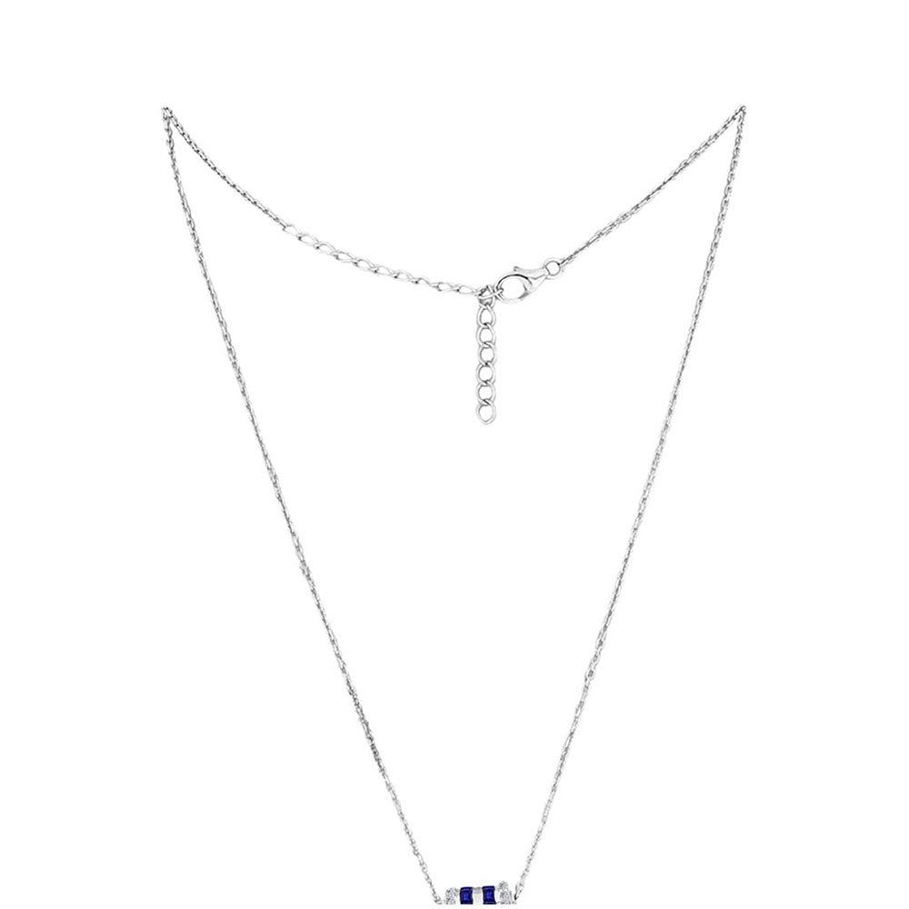 Stříbro 925/1000 - Náhrdelník s Australským Modrým Safírem a Bílým Topazem - Karátové číslo: 1.78. přibližná hmotnost: 3.78 gramů 1 