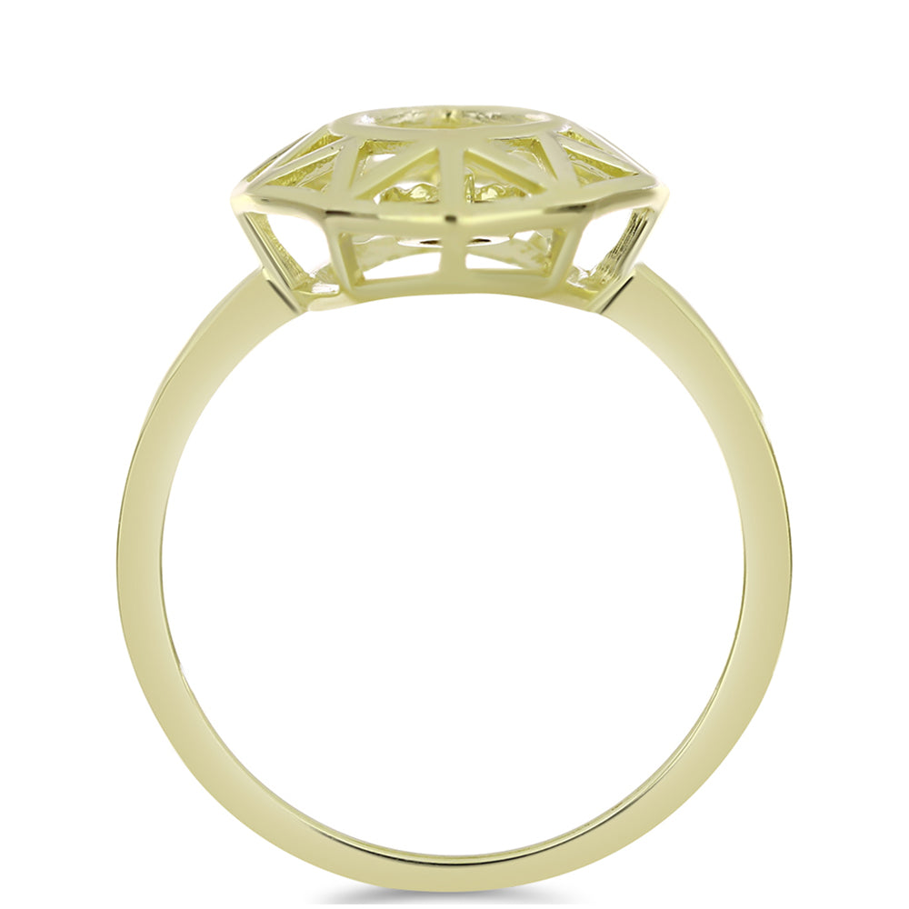 Pozlacené Stříbro 925/1000 - Prsten s Cognac Diamantem - Karátové číslo: 0.01. přibližná hmotnost: 2.43 gramů