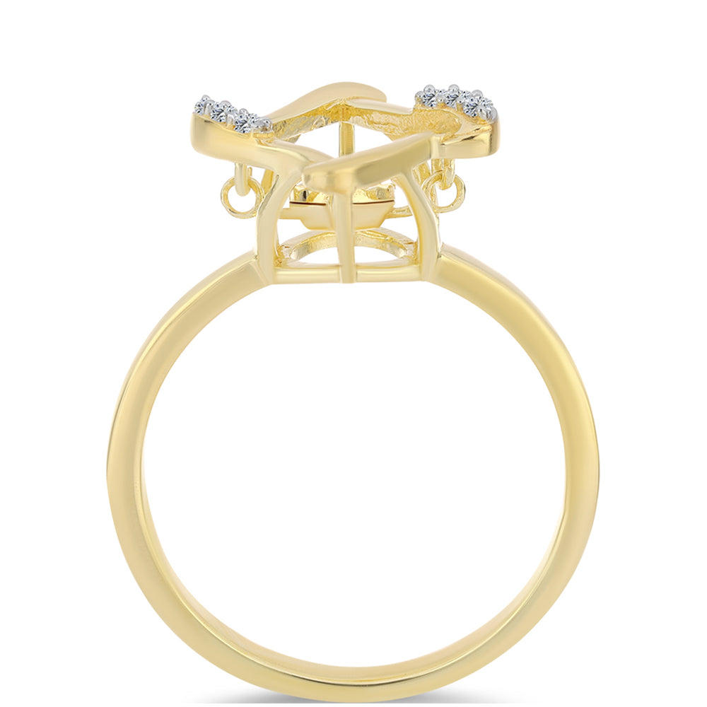 Pozlacené Stříbro 925/1000 - Prsten s Cognac Diamantem a Bílým Topazem - Karátové číslo: 0.06. přibližná hmotnost: 2.4 gramů