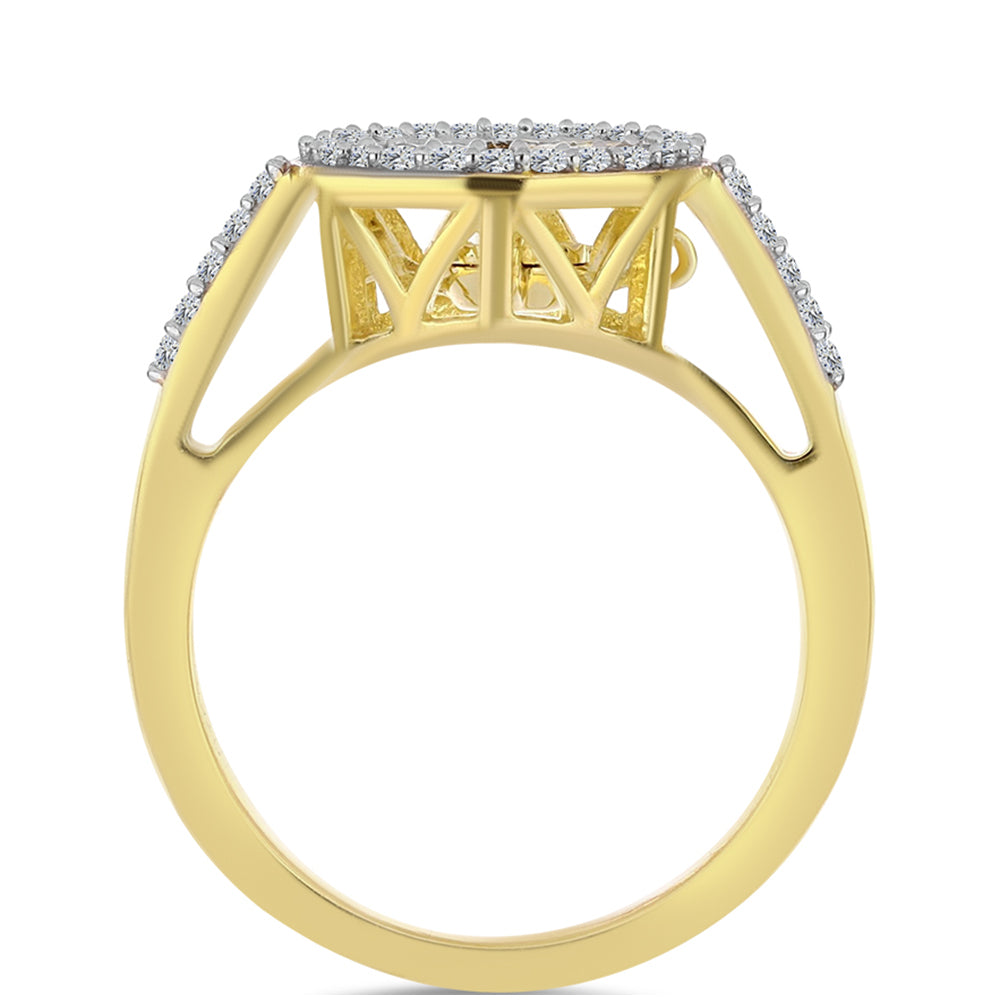 Pozlacené Stříbro 925/1000 - Prsten s Cognac Diamantem a Bílým Topazem - Karátové číslo: 0.31. přibližná hmotnost: 3.13 gramů 2 