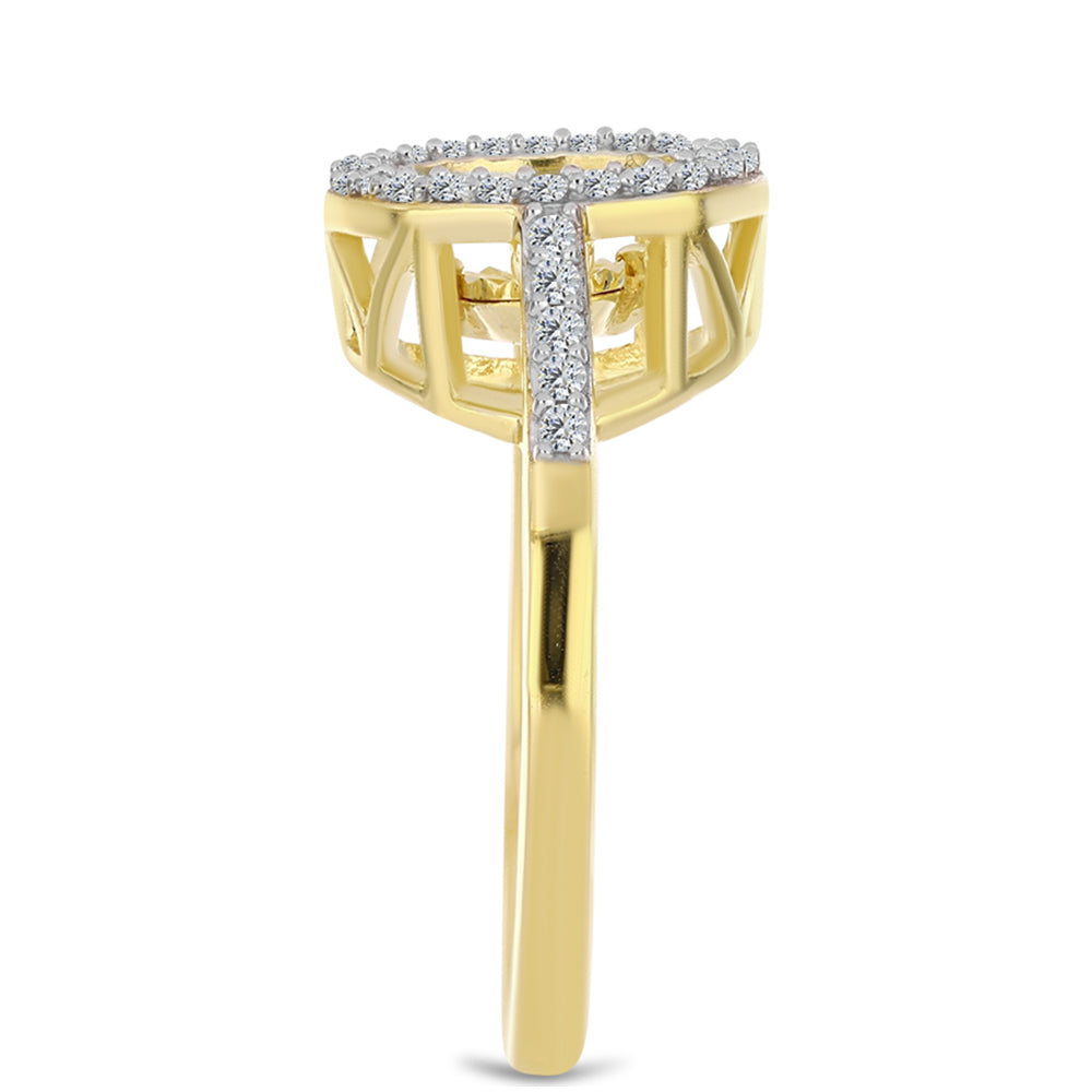 Pozlacené Stříbro 925/1000 - Prsten s Cognac Diamantem a Bílým Topazem - Karátové číslo: 0.31. přibližná hmotnost: 3.13 gramů 4 