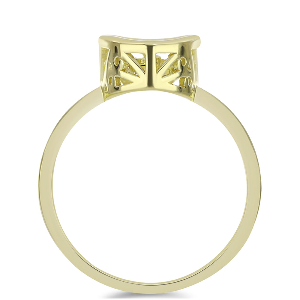 Pozlacené Stříbro 925/1000 - Prsten s Cognac Diamantem - Karátové číslo: 0.01. přibližná hmotnost: 2.53 gramů