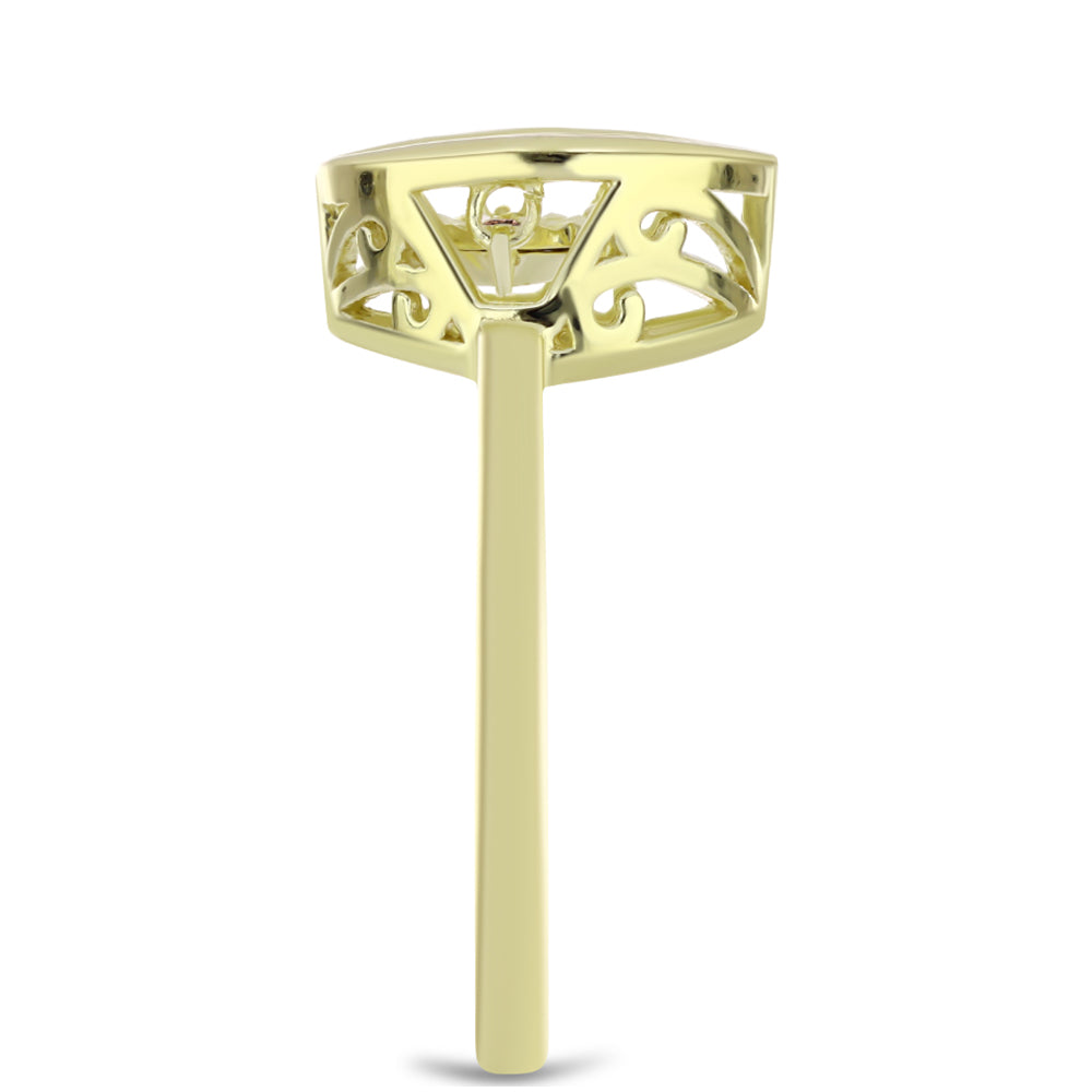 Pozlacené Stříbro 925/1000 - Prsten s Cognac Diamantem - Karátové číslo: 0.01. přibližná hmotnost: 2.53 gramů 4 