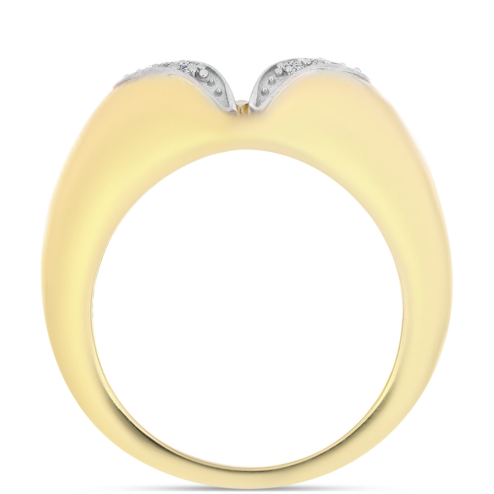 Pozlacené Stříbro 925/1000 - Prsten s Cognac Diamantem a Bílým Topazem - Karátové číslo: 0.14. přibližná hmotnost: 5.03 gramů