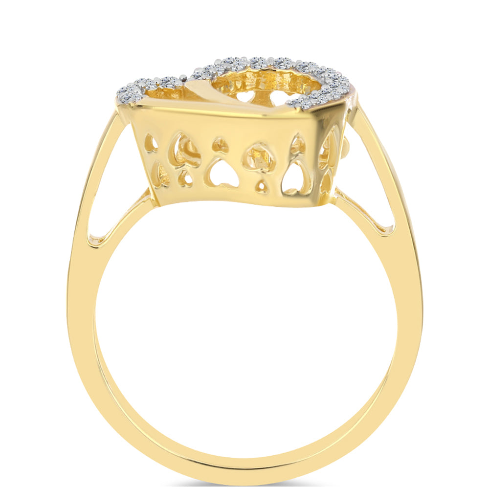 Pozlacené Stříbro 925/1000 - Prsten s Cognac Diamantem a Bílým Topazem - Karátové číslo: 0.22. přibližná hmotnost: 3.4 gramů 2 