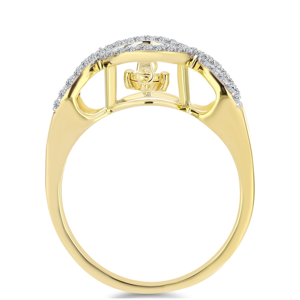 Pozlacené Stříbro 925/1000 - Prsten s Cognac Diamantem a Bílým Topazem - Karátové číslo: 0.38. přibližná hmotnost: 3.8 gramů 2 