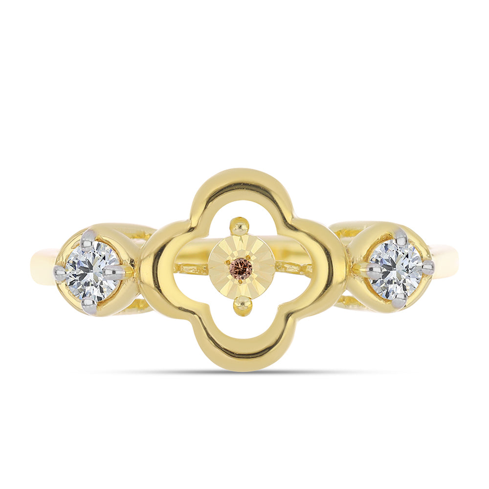 Pozlacené Stříbro 925/1000 - Prsten s Cognac Diamantem a Bílým Topazem - Karátové číslo: 0.28. přibližná hmotnost: 3.26 gramů 1 