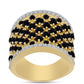 Pozlacené Stříbro 925/1000 - Prsten s Černým Onyxem - Karátové číslo: 5.55. přibližná hmotnost: 11.59 gramů