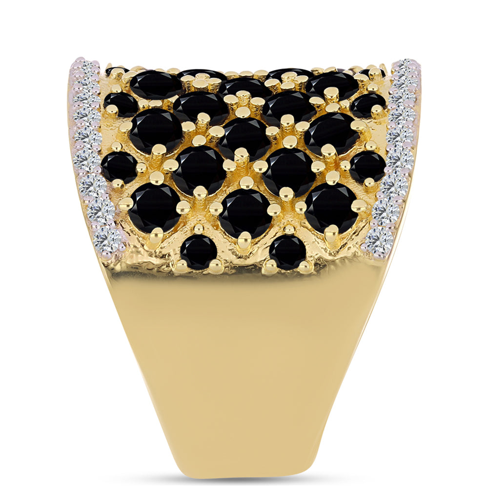 Pozlacené Stříbro 925/1000 - Prsten s Černým Onyxem - Karátové číslo: 5.55. přibližná hmotnost: 11.59 gramů 4 