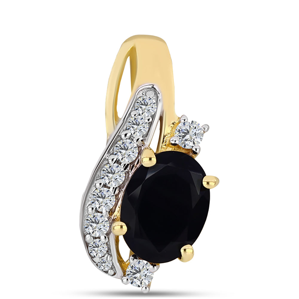 Pozlacené stříbro 925/1000 Přívěsek s Černým Onyxem a Bílým Topazem - Karátové číslo: 1.32. přibližná hmotnost: 1.33 gramů