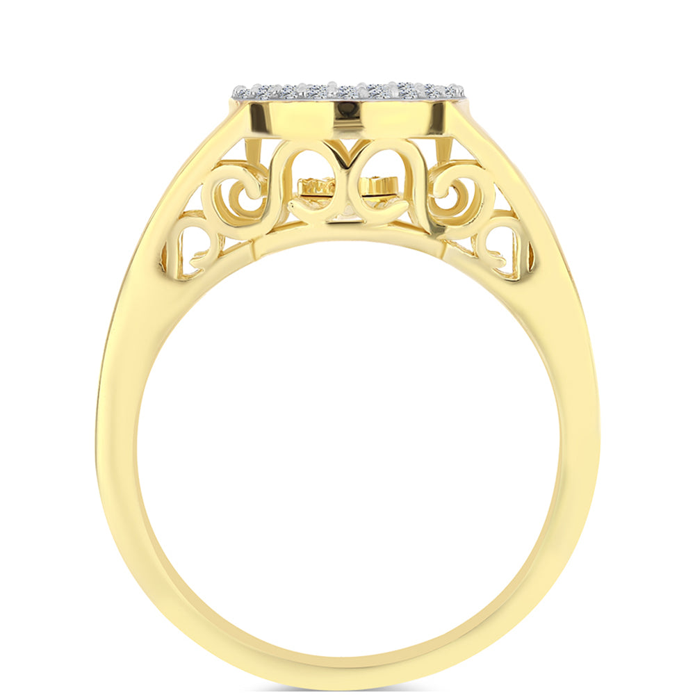 Pozlacené Stříbro 925/1000 - Prsten s Cognac Diamantem a Bílým Topazem - Karátové číslo: 0.16. přibližná hmotnost: 3.86 gramů 2 