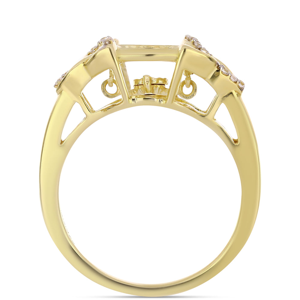 Pozlacené Stříbro 925/1000 - Prsten s Cognac Diamantem a Bílým Topazem - Karátové číslo: 0.1. přibližná hmotnost: 3.88 gramů 2 