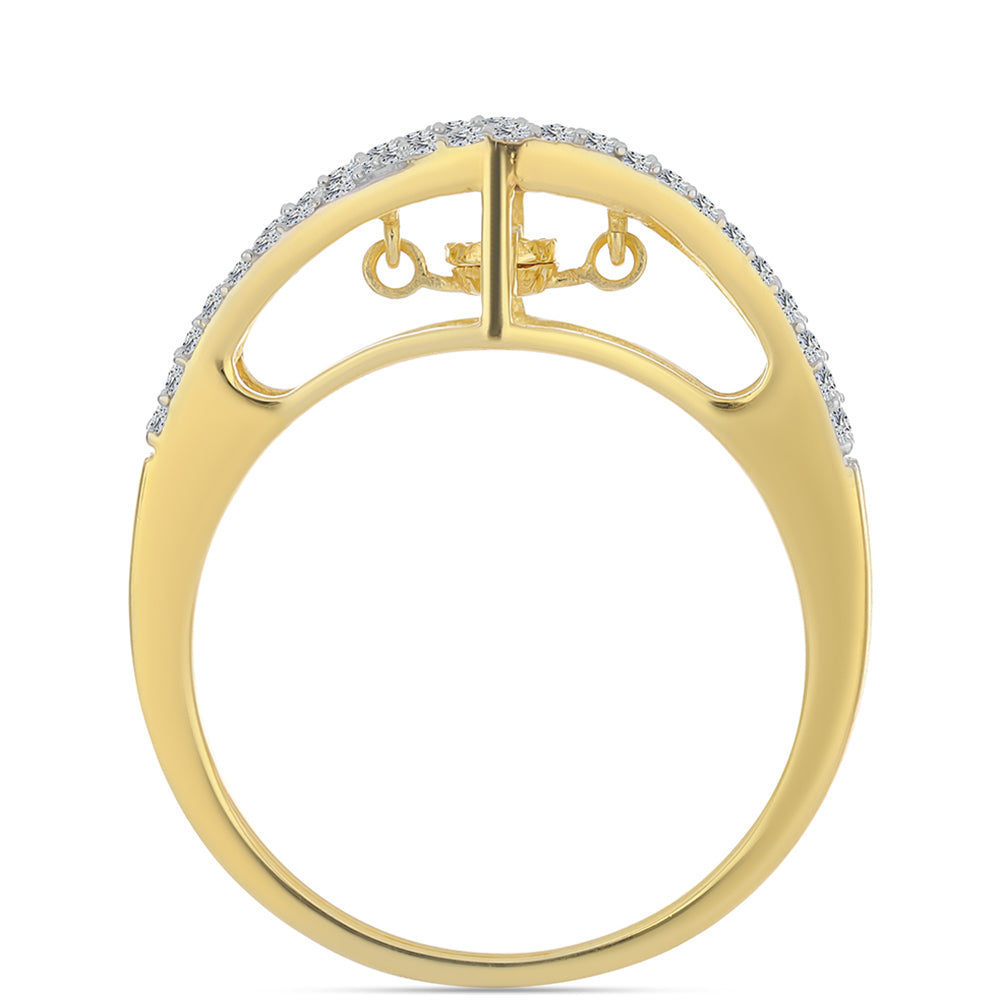 Pozlacené Stříbro 925/1000 - Prsten s Cognac Diamantem a Bílým Topazem - Karátové číslo: 0.49. přibližná hmotnost: 3.65 gramů 2 