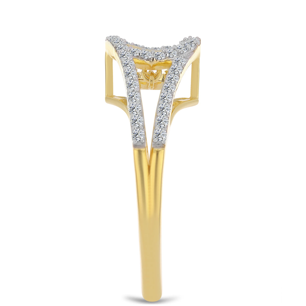 Pozlacené Stříbro 925/1000 - Prsten s Cognac Diamantem a Bílým Topazem - Karátové číslo: 0.49. přibližná hmotnost: 3.65 gramů 4 