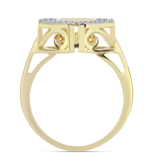 Pozlacené Stříbro 925/1000 - Prsten s Cognac Diamantem a Bílým Topazem - Karátové číslo: 0.29. přibližná hmotnost: 4.99 gramů