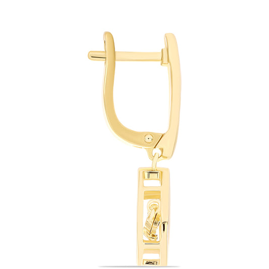 Pozlacené Stříbro 925/1000 - Náušnice s Cognac Diamantem - Karátové číslo: 0.01. přibližná hmotnost: 6.23 gramů