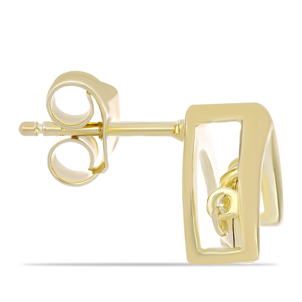 Pozlacené Stříbro 925/1000 - Náušnice s Cognac Diamantem - Karátové číslo: 0.02. přibližná hmotnost: 2.56 gramů 2 